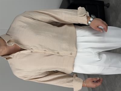 OVERSİZE PAMUK TENSEL KUMAŞ GÖMLEK BEJ