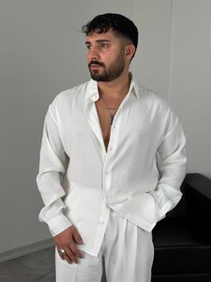 OVERSİZE PAMUK TENSEL KUMAŞ GÖMLEK BEYAZ