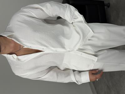 OVERSİZE PAMUK TENSEL KUMAŞ GÖMLEK BEYAZ