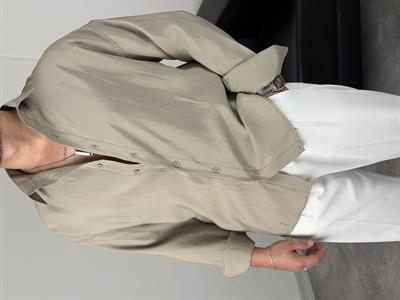 OVERSİZE PAMUK TENSEL KUMAŞ GÖMLEK ÇAĞLA YEŞİLİ