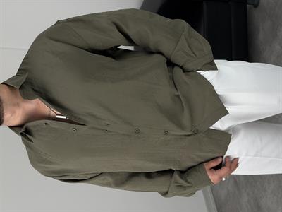 OVERSİZE PAMUK TENSEL KUMAŞ GÖMLEK HAKİ YEŞİL