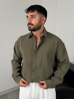 OVERSİZE PAMUK TENSEL KUMAŞ GÖMLEK HAKİ YEŞİL