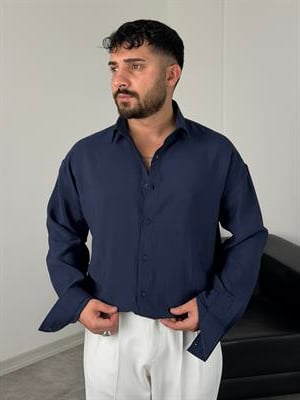 OVERSİZE PAMUK TENSEL KUMAŞ GÖMLEK LACİVERT