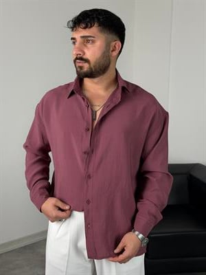 OVERSİZE PAMUK TENSEL KUMAŞ GÖMLEK MÜRDÜM