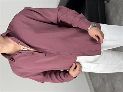 OVERSİZE PAMUK TENSEL KUMAŞ GÖMLEK MÜRDÜM