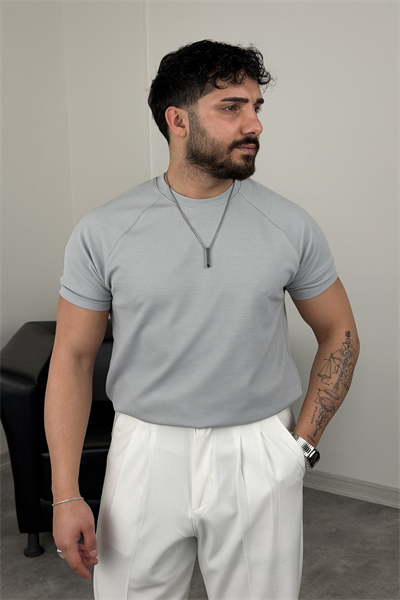 ÖZEL KALIP REGLAN KOL TİŞÖRT GRİ