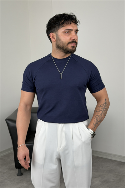 ÖZEL KALIP REGLAN KOL TİŞÖRT LACİVERT