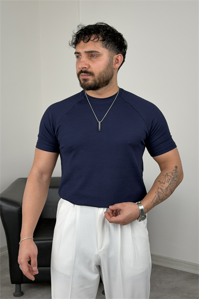 ÖZEL KALIP REGLAN KOL TİŞÖRT LACİVERT