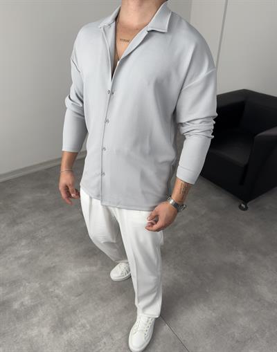 ÖZEL KESİM CRAP UZUNKOL GÖMLEK GRİ