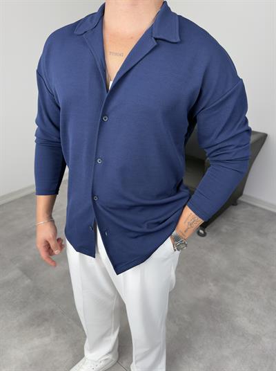 ÖZEL KESİM CRAP UZUNKOL GÖMLEK LACİVERT