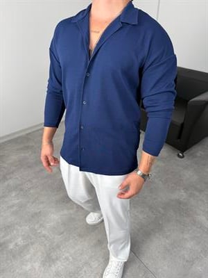 ÖZEL KESİM CRAP UZUNKOL GÖMLEK LACİVERT