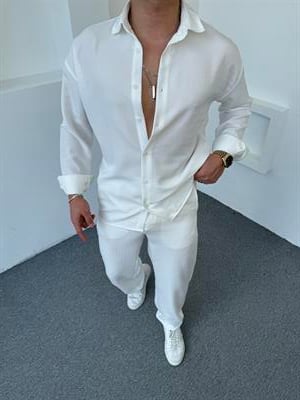 Pamuk Keten Takım Beyaz