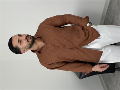 PAMUK KETEN UZUNKOL GÖMLEK ACI KAHVE