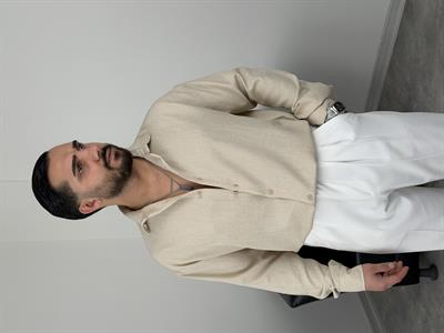 PAMUK KETEN UZUNKOL GÖMLEK BEJ