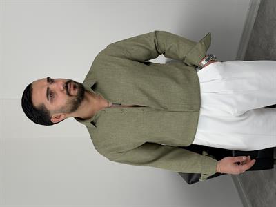 PAMUK KETEN UZUNKOL GÖMLEK HAKİ YEŞİL