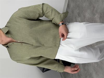 PAMUK KETEN UZUNKOL GÖMLEK HAKİ YEŞİL