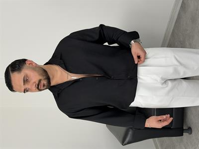 PAMUK KETEN UZUNKOL GÖMLEK SİYAH