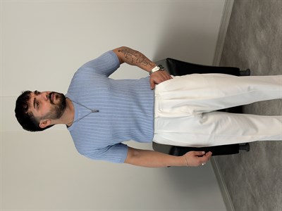 PAMUK TRİKO BİSİKLET YAKA TİŞÖRT BEBE MAVİ