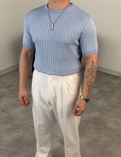 PAMUK TRİKO BİSİKLET YAKA TİŞÖRT BEBE MAVİ