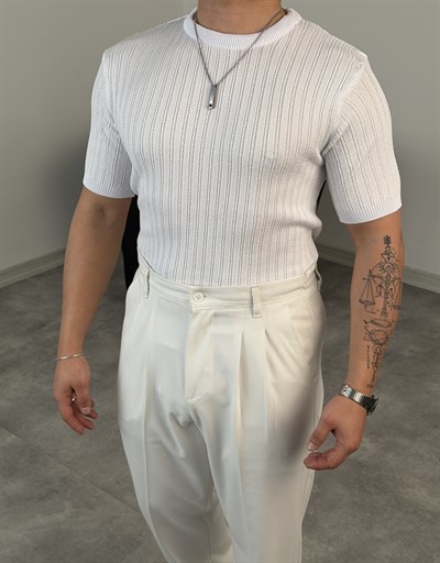 PAMUK TRİKO BİSİKLET YAKA TİŞÖRT BEYAZ