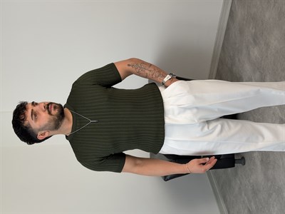 PAMUK TRİKO BİSİKLET YAKA TİŞÖRT HAKİ YEŞİL