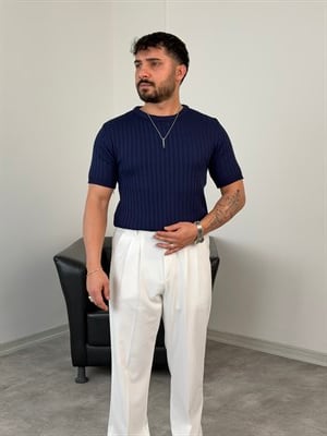 PAMUK TRİKO BİSİKLET YAKA TİŞÖRT LACİVERT