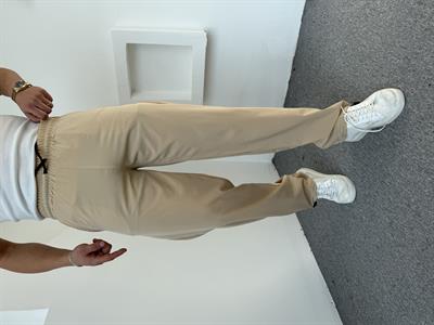 Paraşüt Kumaş Spor Likra Baggy Pantolon Bej
