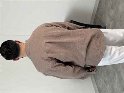 PERA KETEN UZUNKOL OVERSİZE GÖMLEK KİREMİT