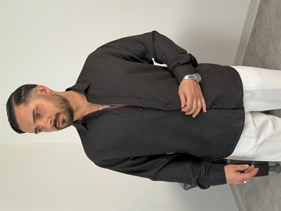 PERA KETEN UZUNKOL OVERSİZE GÖMLEK SİYAH