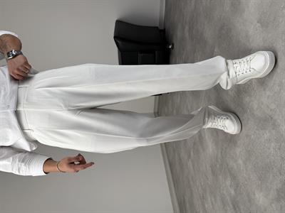 PİLELİ KUMAŞ BAGGY PREMİUM BEYAZ