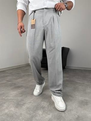 PİLELİ KUMAŞ BAGGY PREMİUM GRİ