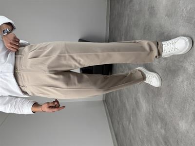 PİLELİ KUMAŞ BAGGY PREMİUM KREM