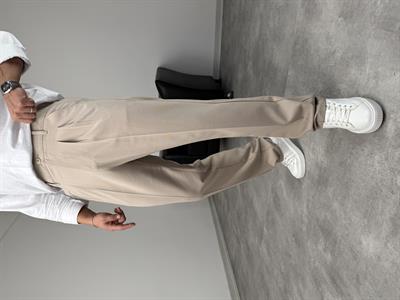 PİLELİ KUMAŞ BAGGY PREMİUM KREM