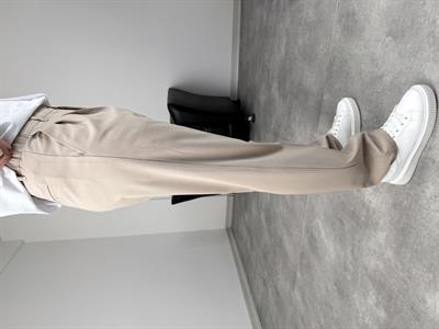 PİLELİ KUMAŞ BAGGY PREMİUM KREM