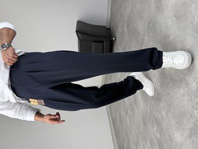 PİLELİ KUMAŞ BAGGY PREMİUM LACİVERT