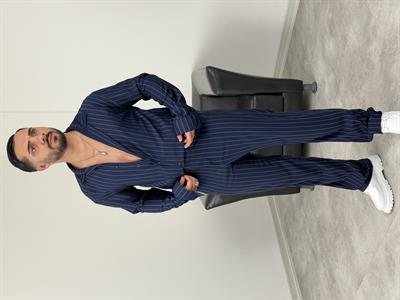 PREMİUM ÇİZGİLİ CRAP TAKIM LACİVERT