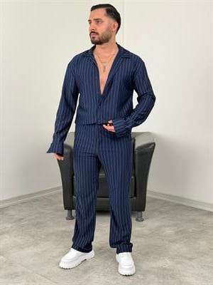 PREMİUM ÇİZGİLİ CRAP TAKIM LACİVERT