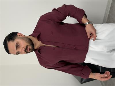 PREMİUM  P NAKIŞ MODAL KUMAŞ  UZUNKOL GÖMLEK MÜRDÜM