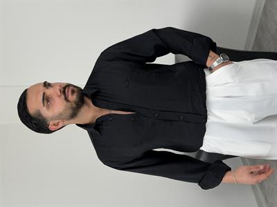 PREMİUM  P NAKIŞ MODAL KUMAŞ  UZUNKOL GÖMLEK SİYAH