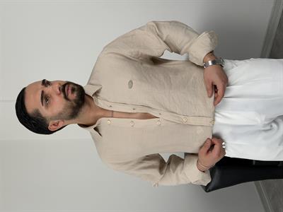 PREMİUM  P NAKIŞ MODAL KUMAŞ  UZUNKOL GÖMLEK BEJ