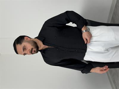 PREMİUM  P NAKIŞ MODAL KUMAŞ  UZUNKOL GÖMLEK SİYAH