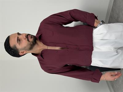 PREMİUM  P NAKIŞ MODAL KUMAŞ  UZUNKOL GÖMLEK MÜRDÜM