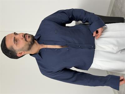 PREMİUM  P NAKIŞ MODAL KUMAŞ  UZUNKOL GÖMLEK LACİVERT