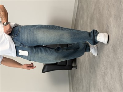 PREMİUM SÜPER BAGGY KOT PANTOLON YIKAMALI KOYU MAVİ