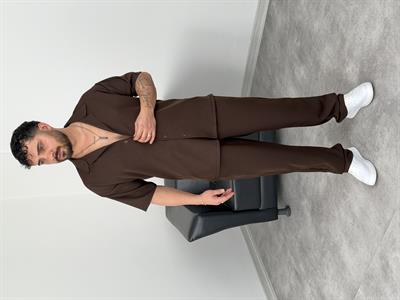 PREMİUM YAZLIK DABIL KUMAŞ TAKIM ACI KAHVE