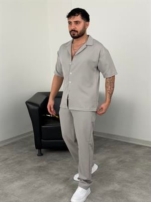 PREMİUM YAZLIK DABIL KUMAŞ TAKIM GRİ