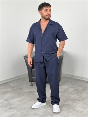 PREMİUM YAZLIK DABIL KUMAŞ TAKIM LACİVERT