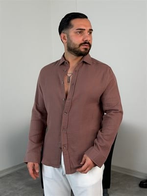 RAHAT KALIP %100 PAMUK MÜSLİN GÖMLEK KAHVE