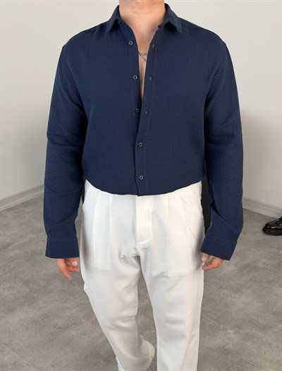 RAHAT KALIP %100 PAMUK MÜSLİN GÖMLEK LACİVERT