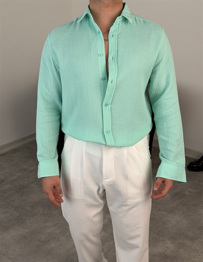 RAHAT KALIP %100 PAMUK MÜSLİN GÖMLEK MİNT YEŞİLİ